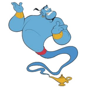 Immagine del genio della lampada dal famoso cartone animato Aladdin